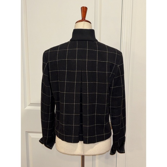 AKRIS Punto Black Windowpane 100% Wool Zip Jacket Women's US 10 - Picture 4 of 9